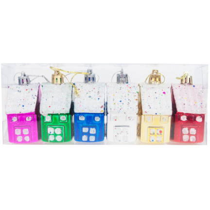 TG44017 weihnachtsbaumschmuck kunststoff hausholz anhänger 6pcs für mittelstücke KIT