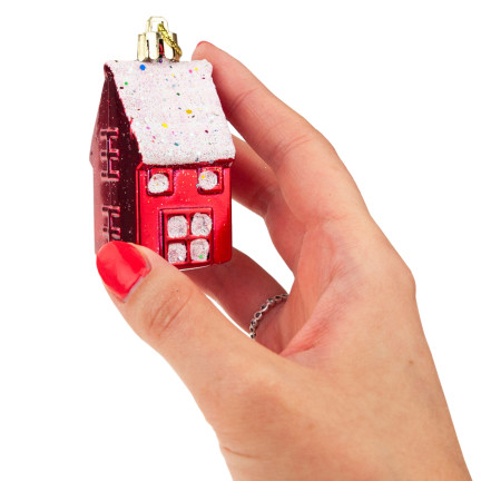 TG44017 weihnachtsbaumschmuck kunststoff hausholz anhänger 6pcs für mittelstücke KIT