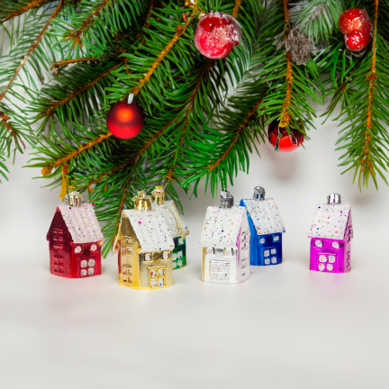 TG44017 weihnachtsbaumschmuck kunststoff hausholz anhänger 6pcs für mittelstücke KIT