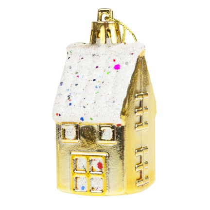 TG44017 weihnachtsbaumschmuck kunststoff hausholz anhänger 6pcs für mittelstücke KIT