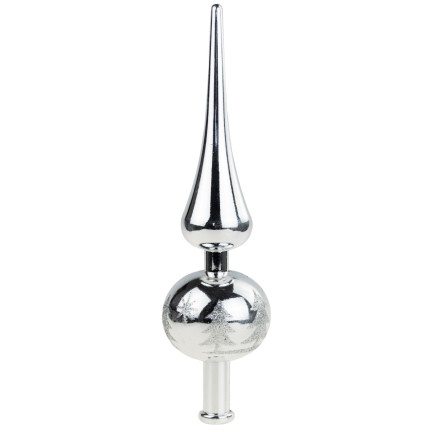 TG44026-1 Weihnachtsbaumspitze, spitz, silbern, unzerbrechliche Glitzerkugel, Weihnachtsbaumschmuck