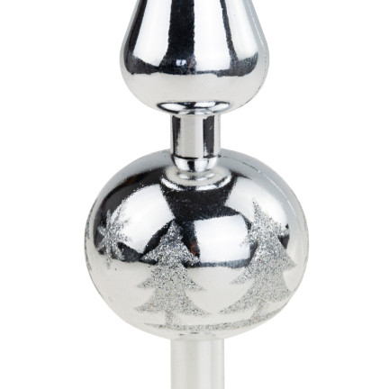 TG44026-1 Weihnachtsbaumspitze, spitz, silbern, unzerbrechliche Glitzerkugel, Weihnachtsbaumschmuck