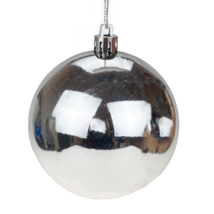 TG44040-1 Silberne Christbaumkugeln 12 Stk. 8cm Perlglitter Weihnachtsbaum