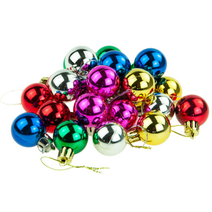 TG44046-14 BUNTE WEIHNACHTSBAUMKUGELN SATZ VON 24 STÜCK 3CM RETRO DEKORATIONEN