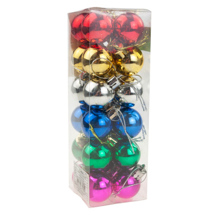 TG44046-14 BUNTE WEIHNACHTSBAUMKUGELN SATZ VON 24 STÜCK 3CM RETRO DEKORATIONEN