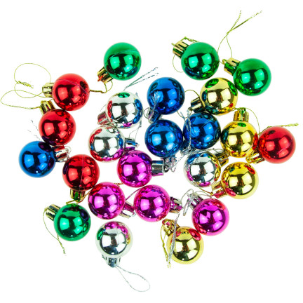 TG44046-14 BUNTE WEIHNACHTSBAUMKUGELN SATZ VON 24 STÜCK 3CM RETRO DEKORATIONEN