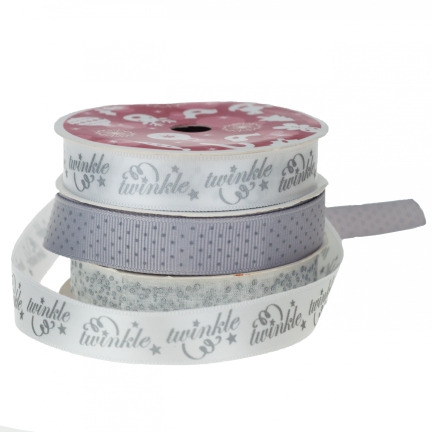 TG44384S DEKORATIVES VERPACKUNGSBAND 3SET silber Weihnachten