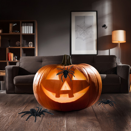 TG44534 HALLOWEEN SPINNEN 4PCS DEKORATION GROSS GRUSELIG