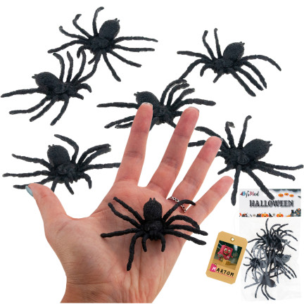 TG44534 HALLOWEEN SPINNEN 4PCS DEKORATION GROSS GRUSELIG