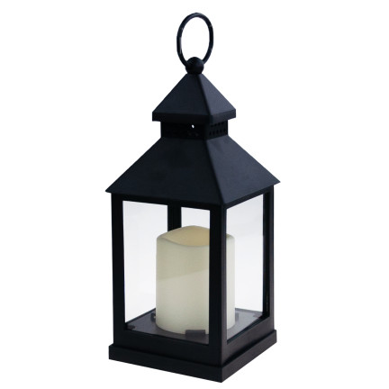 TG45628 LED LATERNE LAMPE SCHWARZ FÜR HAUS GARTEN BATTERIE BELEUCHTUNG BALKON TERRASSE 