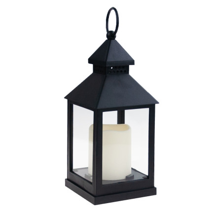 TG45628 LED LATERNE LAMPE SCHWARZ FÜR HAUS GARTEN BATTERIE BELEUCHTUNG BALKON TERRASSE 