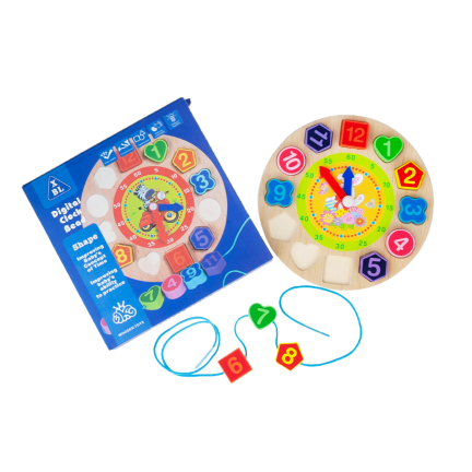 TG50015 HOLZ LERNUHR ZAHLEN BLÖCKE PUZZLES