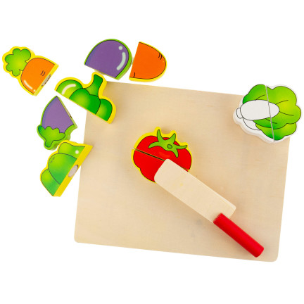 TG50017 Holz-Gemüse- und Obst-Schneideset mit Schneidebrett und Klettverschluss-Gemüsemesser