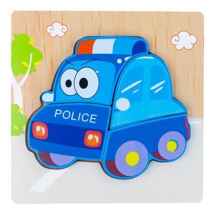 Tg50030 Holzklötze pädagogisches Puzzle Montessori Figuren Polizeiauto