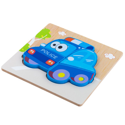 Tg50030 Holzklötze pädagogisches Puzzle Montessori Figuren Polizeiauto