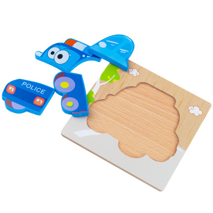 Tg50030 Holzklötze pädagogisches Puzzle Montessori Figuren Polizeiauto