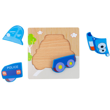 Tg50030 Holzklötze pädagogisches Puzzle Montessori Figuren Polizeiauto