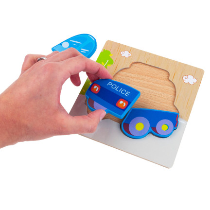 Tg50030 Holzklötze pädagogisches Puzzle Montessori Figuren Polizeiauto