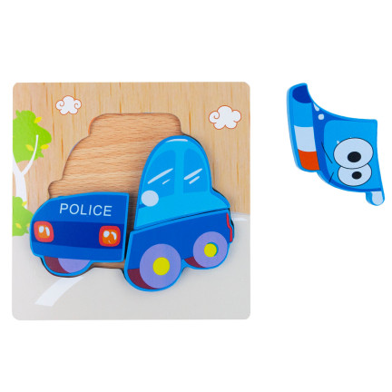 Tg50030 Holzklötze pädagogisches Puzzle Montessori Figuren Polizeiauto