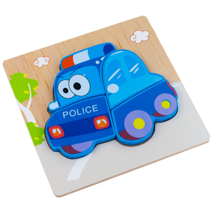 Tg50030 Holzklötze pädagogisches Puzzle Montessori Figuren Polizeiauto