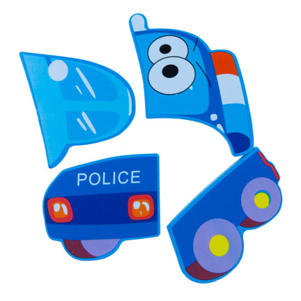 Tg50030 Holzklötze pädagogisches Puzzle Montessori Figuren Polizeiauto