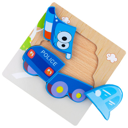 Tg50030 Holzklötze pädagogisches Puzzle Montessori Figuren Polizeiauto