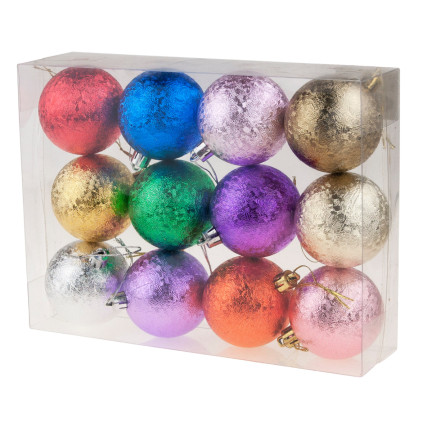 TG50994 BUNTE WEIHNACHTSBAUMKUGELN 12ER SET 4CM WEIHNACHTSDEKORATION
