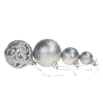 TG53080-1 Silberne Christbaumkugeln Set XXL 100Stk Christbaumkugeln 6/4/3cm