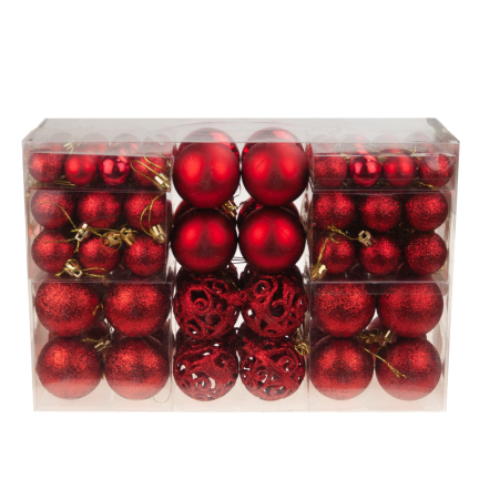 TG66272-5 WEIHNACHTSBOMBEN rot XXL SET 100 Stück BOMBEN 6/4/3cm