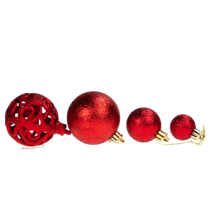 TG66272-5 WEIHNACHTSBOMBEN rot XXL SET 100 Stück BOMBEN 6/4/3cm