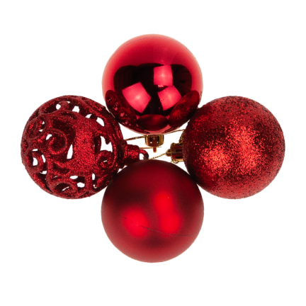 TG66272-5 WEIHNACHTSBOMBEN rot XXL SET 100 Stück BOMBEN 6/4/3cm