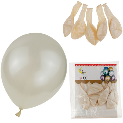 TG53244B METALLISCHE BALLONS 5PCS WEISS ECRU HOCHZEIT PERLE