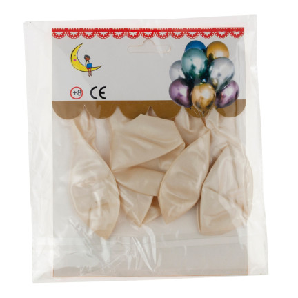 TG53244B METALLISCHE BALLONS 5PCS WEISS ECRU HOCHZEIT PERLE
