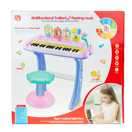 TG55491-1 Kinderklavier mit Hocker und Mikrofon, rosa