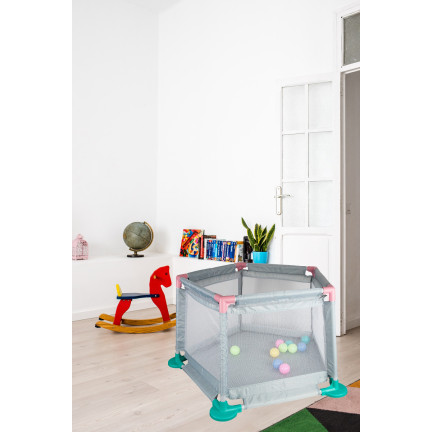 TG55497 Laufgitter für Kinder, Trockenpool, Spielplatz für Kinder mit Bällen