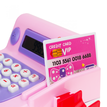 TG55520 Spielzeug-Kasse mit Scanner für Kinderladen, rosa, mit Spielgeld