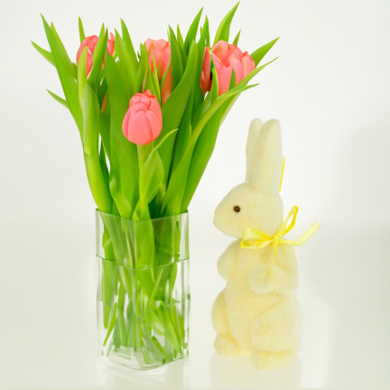 TG55589-1 Osterhase Kaninchen beflockt Deko-Figur 22cm