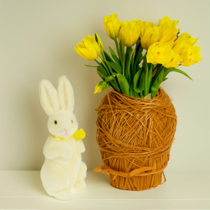 TG55589-1 Osterhase Kaninchen beflockt Deko-Figur 22cm