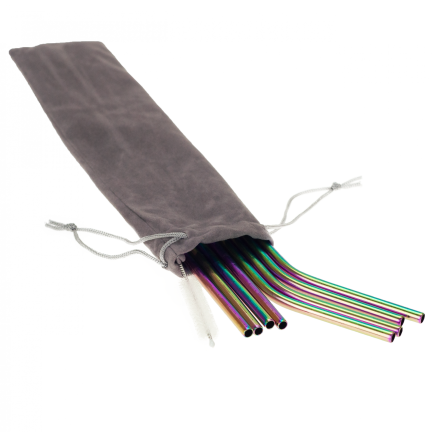 TG55946 Metall Strohhalme x8 Eco wiederverwendbar Reiniger Fall Regenbogen