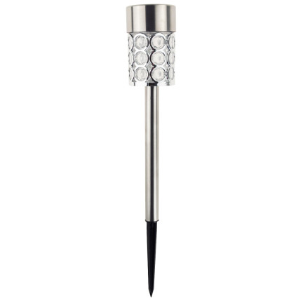 TG55965-1 SOLARBETRIEBENE LAMPE GLAMOUR SILBER KRISTALLE GARTEN LAMPE POST
