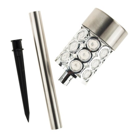 TG55965-1 SOLARBETRIEBENE LAMPE GLAMOUR SILBER KRISTALLE GARTEN LAMPE POST