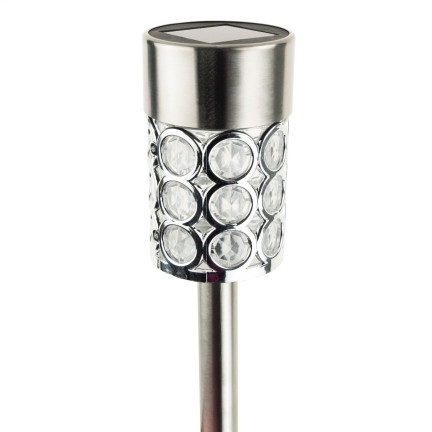 TG55965-1 SOLARBETRIEBENE LAMPE GLAMOUR SILBER KRISTALLE GARTEN LAMPE POST