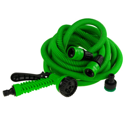 TG56038 FLEXIBLER GARTENSCHLAUCH MIT BEWÄSSERUNGSPISTOLE15M + ANSCHLÜSSE