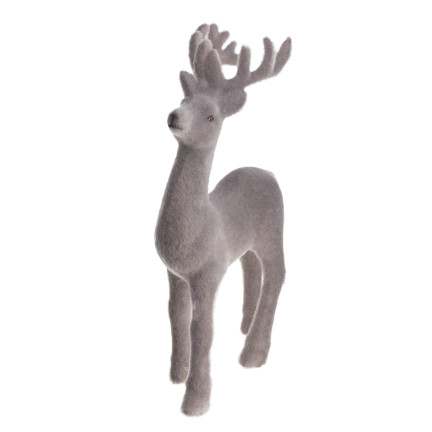 TG56927-10 RENTIER BEFLOCKT KUNSTSTOFF GRAU VELOURS WEIHNACHTEN DEKORATION
