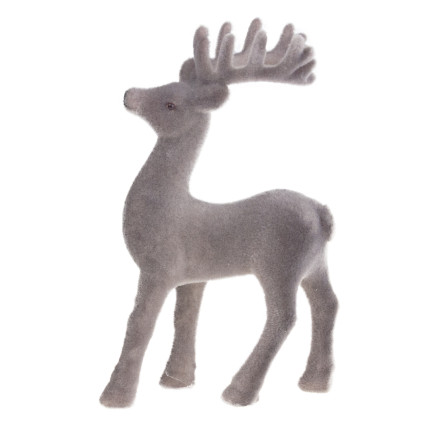 TG56927-10 RENTIER BEFLOCKT KUNSTSTOFF GRAU VELOURS WEIHNACHTEN DEKORATION