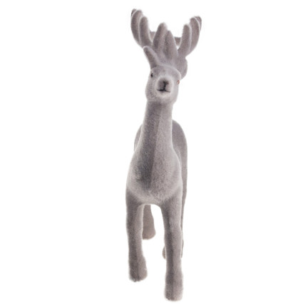 TG56927-10 RENTIER BEFLOCKT KUNSTSTOFF GRAU VELOURS WEIHNACHTEN DEKORATION