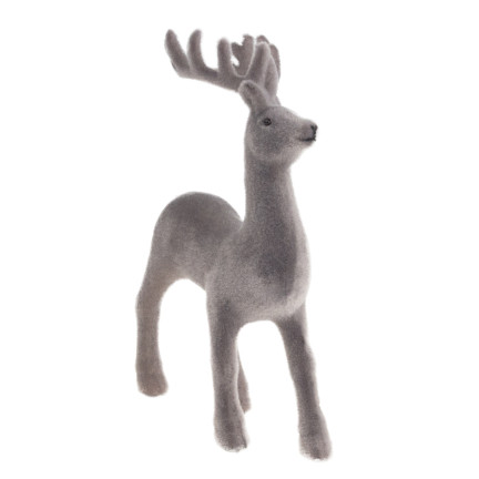 TG56927-10 RENTIER BEFLOCKT KUNSTSTOFF GRAU VELOURS WEIHNACHTEN DEKORATION