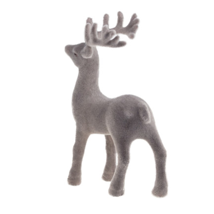TG56927-10 RENTIER BEFLOCKT KUNSTSTOFF GRAU VELOURS WEIHNACHTEN DEKORATION