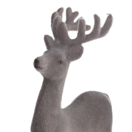 TG56927-10 RENTIER BEFLOCKT KUNSTSTOFF GRAU VELOURS WEIHNACHTEN DEKORATION