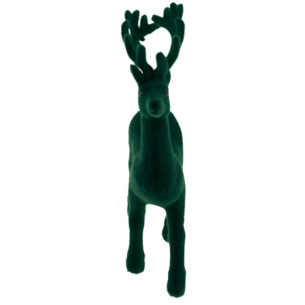 TG56927-5 RENTIER BEFLOCKT DEKORATIVE GRÜNER SAMT FIGUR WEIHNACHTEN DEKORATION RENTIER